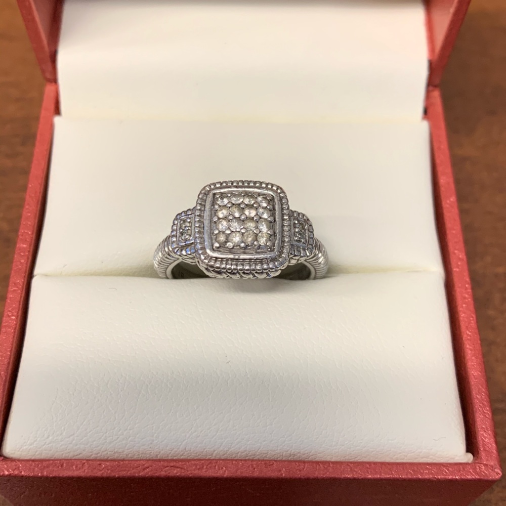 Judith Ripka 925 Sterling Silver Pave Ring
